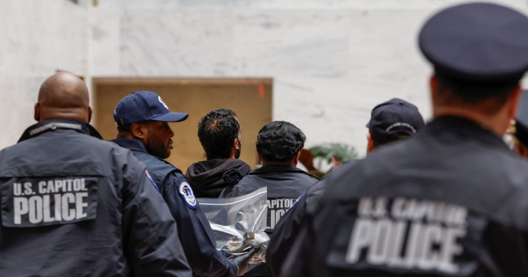 Capitol Police are seen in the Hart Senate Office Building in Washington, D.C. in a file photo from Dec. 11.