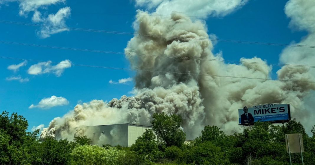 A firework warehouse facility in Boonville, Missouri caught fire on Monday.