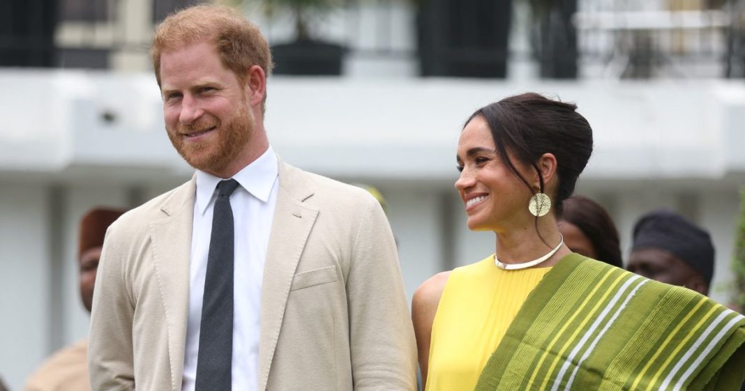 Prince Harry and Meghan, Duchess of Sussex, the State Governor House in Lagos on Sunday during their visit to Nigeria.