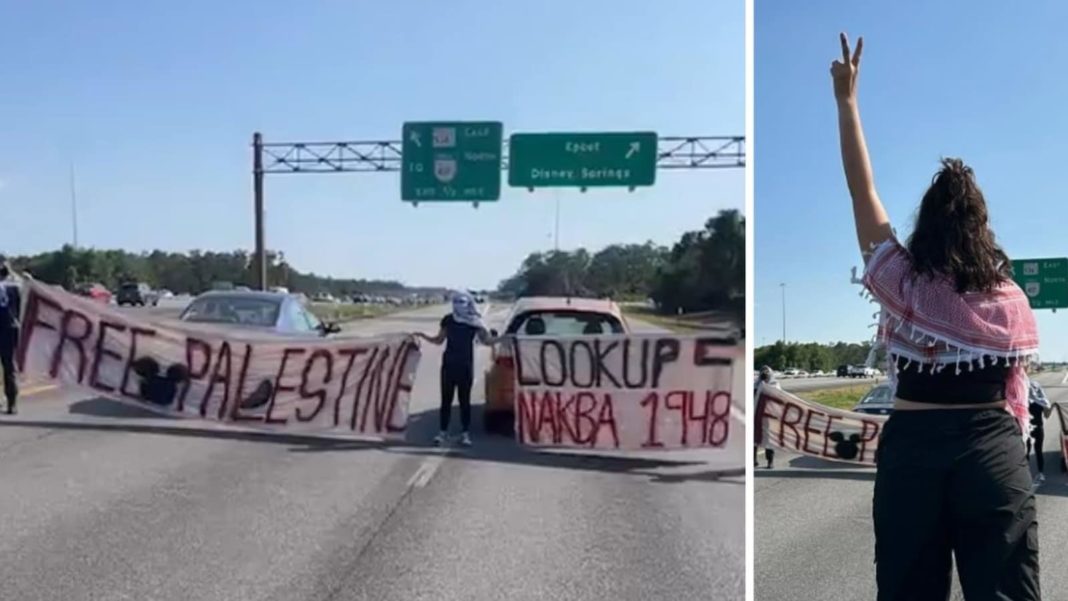 Queers for Palestine protesters arrested after blocking exit to Florida's Disney World, chanting ‘free Palestine’