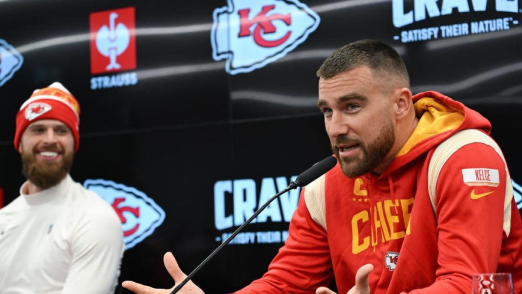 Travis Kelce joins Andy Reid, Patrick Mahomes in defending Harrison Butker, calls Chiefs kicker 'great person'