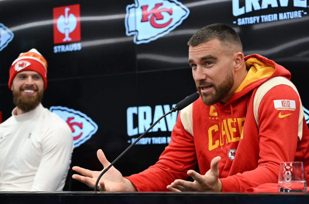 Travis Kelce says he won't judge Harrison Butker by his views