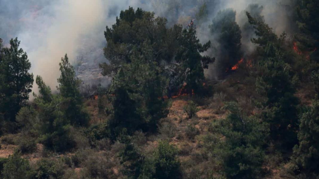 Forest fires triggered by Hezbollah rockets spread through northern Israel 