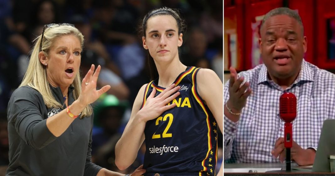 Sports columnist Jason Whitlock, right, said Indiana Fever coach Christie Sides, left, is not the best choice to be coaching Caitlin Clark and a predominantly black women's team. He said a better choice would be a black man.