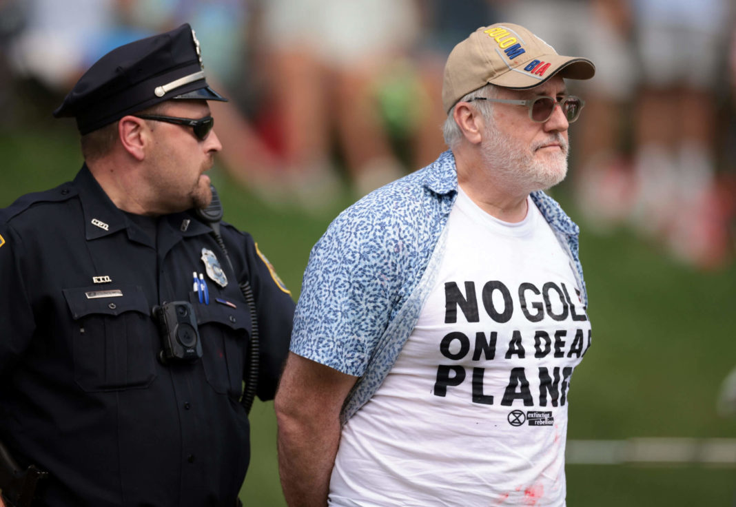 Protestors invade PGA Tour final round at Travelers Championship