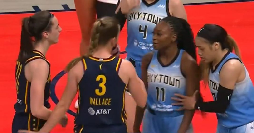 Watch: Chicago Sky's Dana Evans Grabs Caitlin Clark, Sparks Quick Reaction from Fever's Kristy Wallace