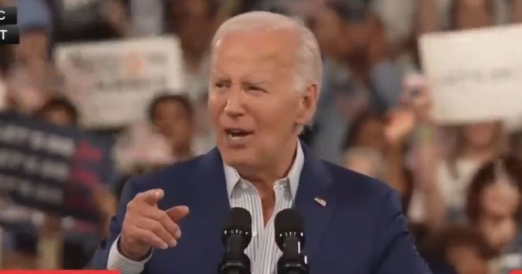 President Joe Biden speaks at a post-debate rally in North Carolina in 2024.