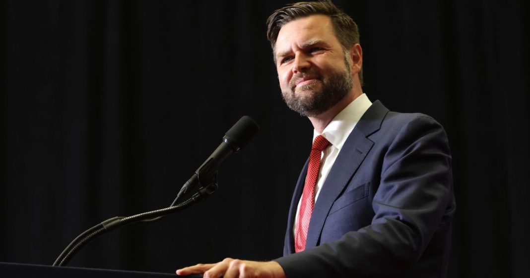 Sen. J.D. Vance speaks at a campaign rally in Radford, Virginia, on Monday.