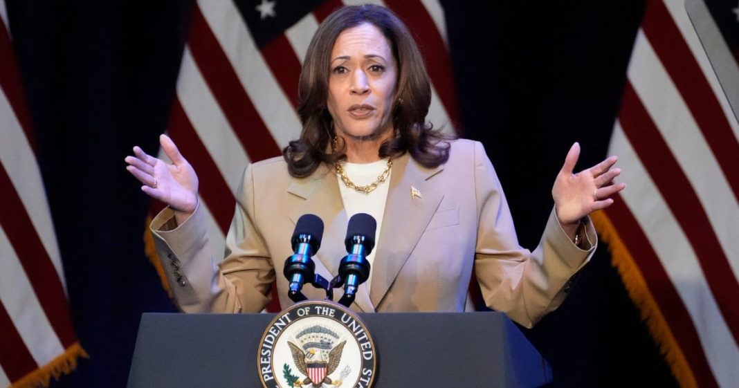 Vice President Kamala Harris speaks during a campaign fundraising event in Pittsfield, Massachusetts, on Saturday.