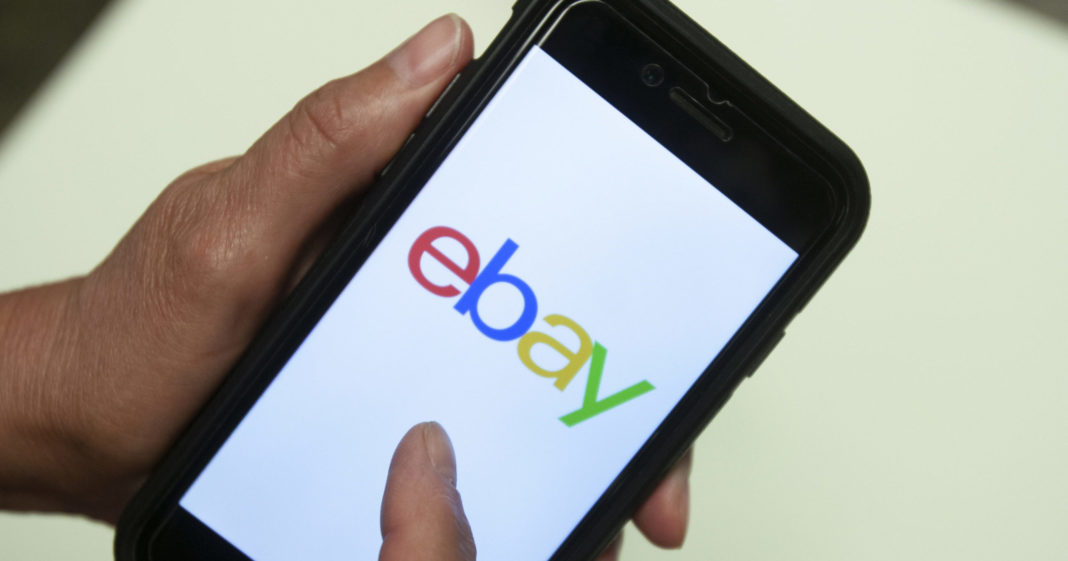 An eBay app is shown on a mobile phone in Miami on July 11, 2019.