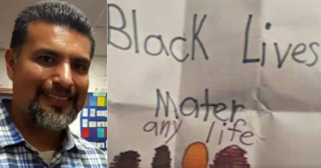 Principal Jesus Becerra, left, punished a first grader for writing "any life" on a drawing about "Black Lives Matter." A court upheld Becerra's punishment, saying the student did not have First Amendment rights.