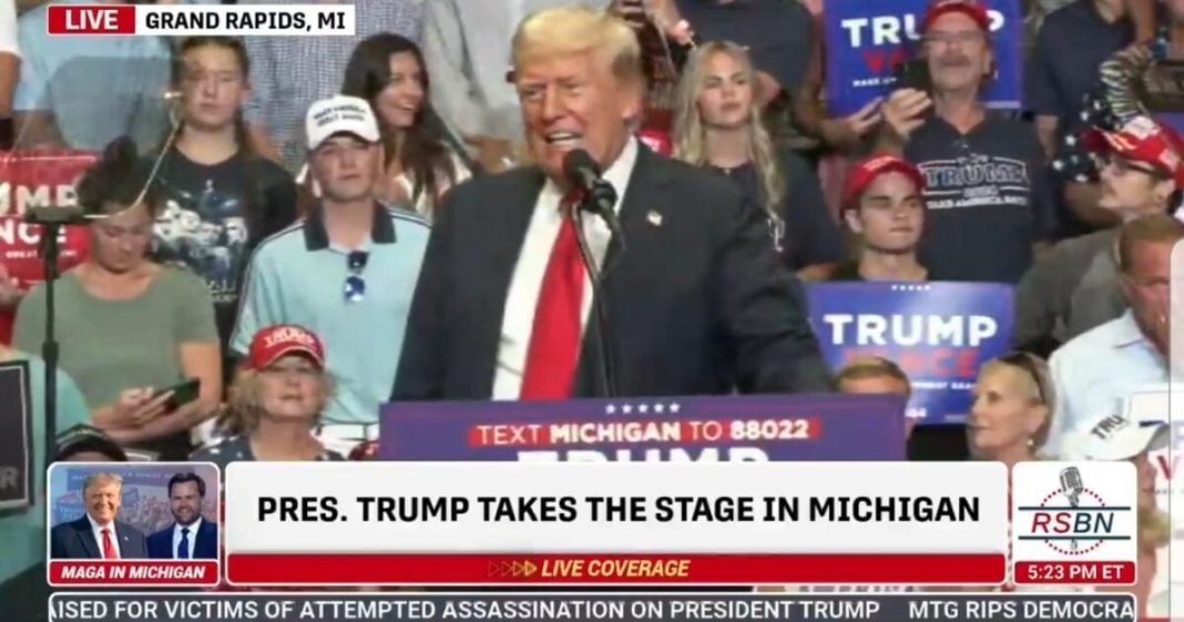 President Trump Takes the Stage to Thunderous Applause at Rally in Grand Rapids, Michigan -Thanks Patriots to Chants of 