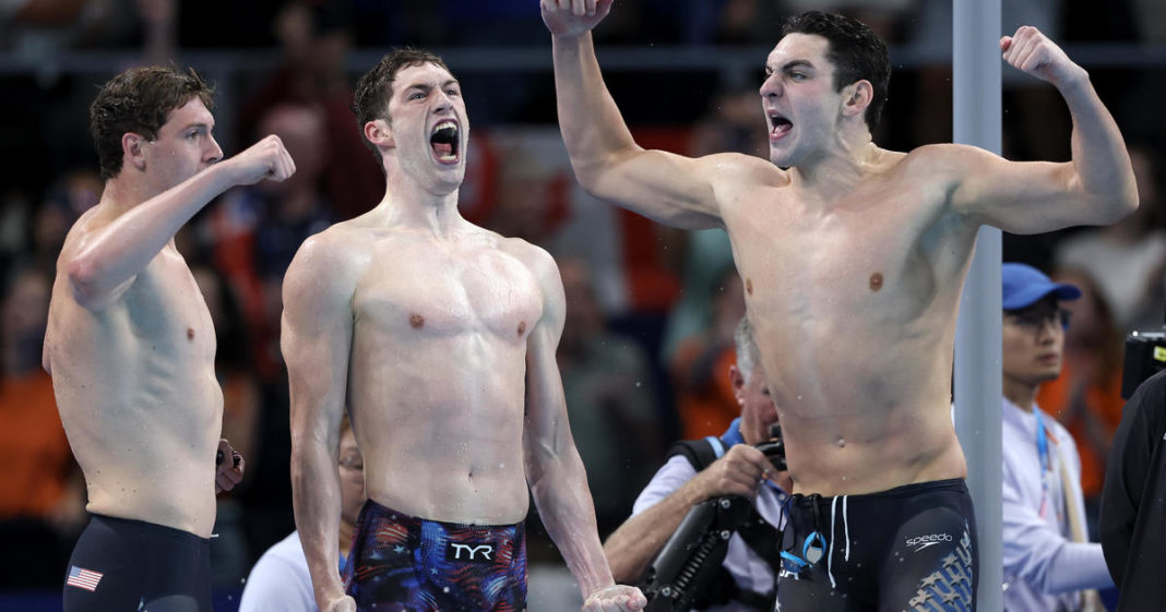 U.S. wins first gold medal of Paris Olympics at men's 4x100 meter freestyle relay