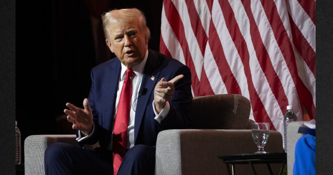 Former President Donald Trump participates in a question-and-answer session at the National Association of Black Journalists convention at the Hilton Hotel Wednesday in Chicago.