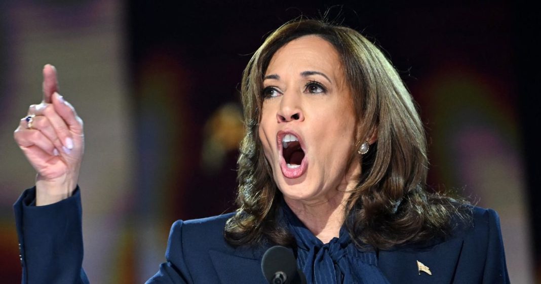 US Vice President and 2024 Democratic presidential candidate Kamala Harris speaks on the fourth and last day of the Democratic National Convention (DNC) at the United Center in Chicago, Illinois on Thursday.