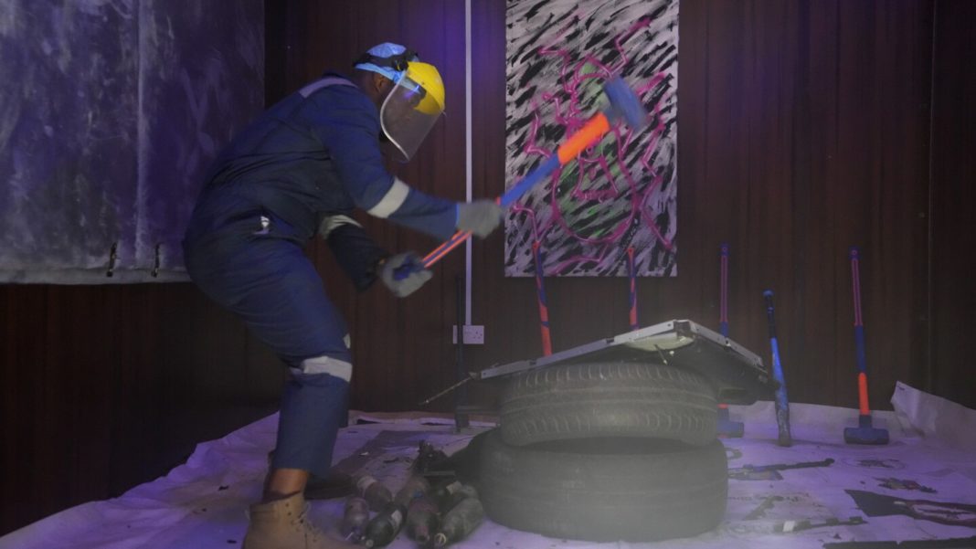 How do you deal with stress? In Nigeria, swinging a sledgehammer in a 'rage room' helps