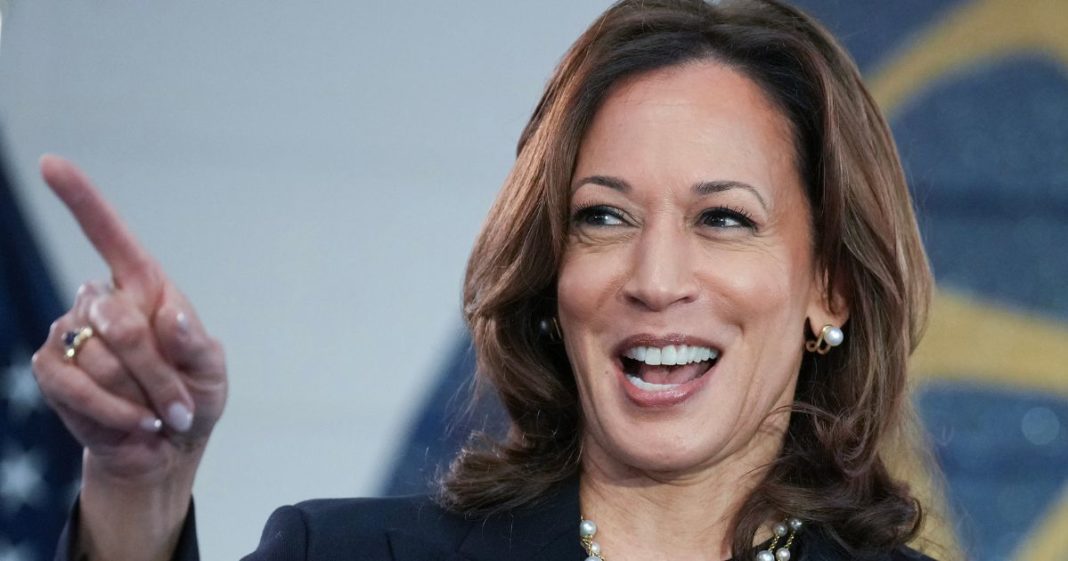 Vice President Kamala Harris speaks at a campaign rally in Wayne, Michigan, on Thursday.