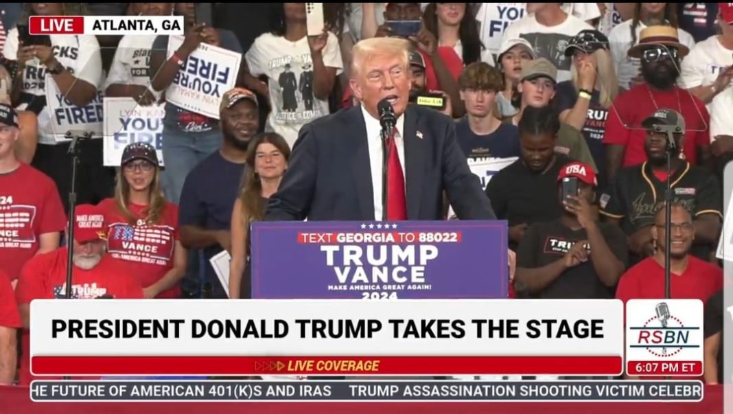 President Trump Takes the Stage to Thunderous Applause at Atlanta, Georgia Rally-