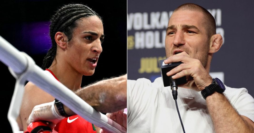 On Thursday, UFC fighter Sean Strickland, right, took to X to give his opinion on controversial Algerian boxer Imane Khelif, left, in the Paris Olympics.