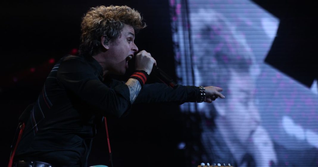 Billie Joe Armstrong performs with his band Green Day during The Saviors Tour in Inglewood, California, on Sept. 14.