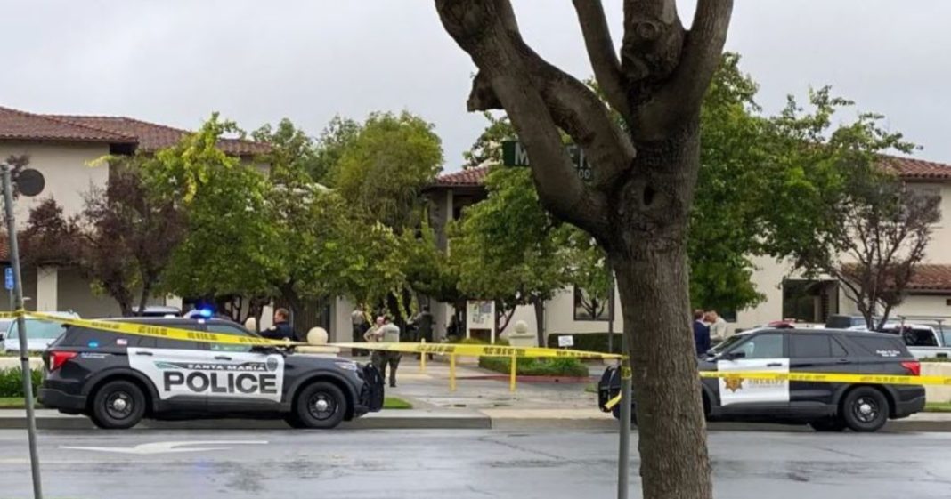 A suspect is in custody after a bomb reportedly exploded in a courtroom in Santa Maria, California. (@tvzuke / X screen shot)