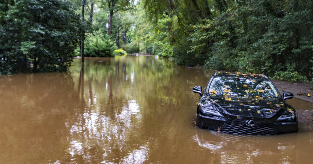 Flooded car following a hurricane.