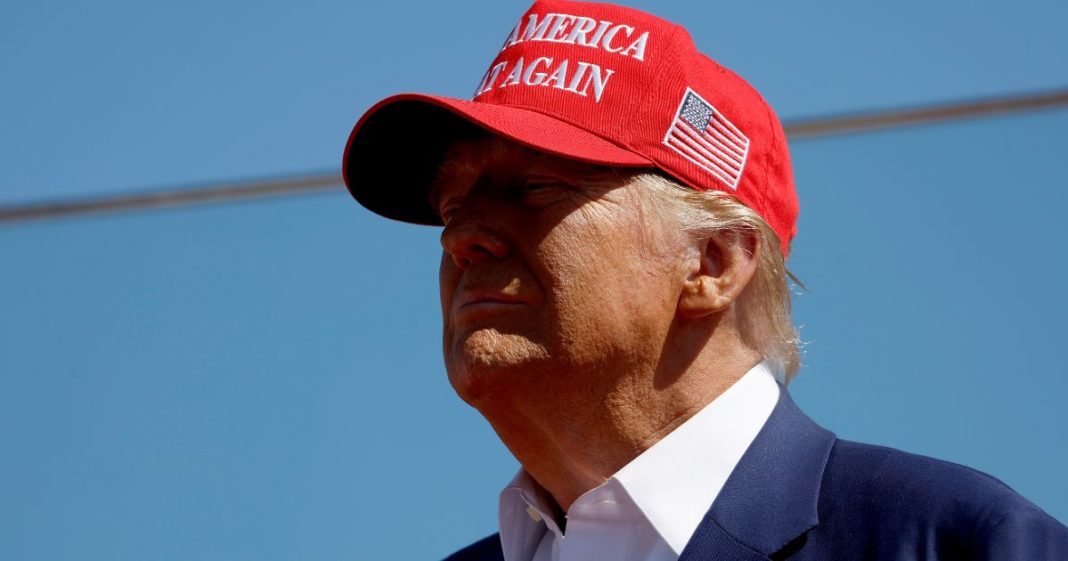 Donald Trump speaks at a rally at the Aero Center Wilmington in Wilmington, North Carolina, on Saturday.