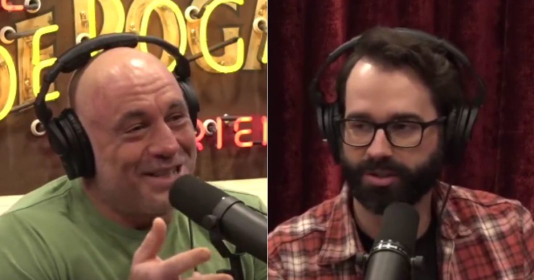 On Wednesday's episode of "The Joe Rogan Experience," host Joe Rogan, left, praised Matt Walsh's, right, film "Am I Racist?"