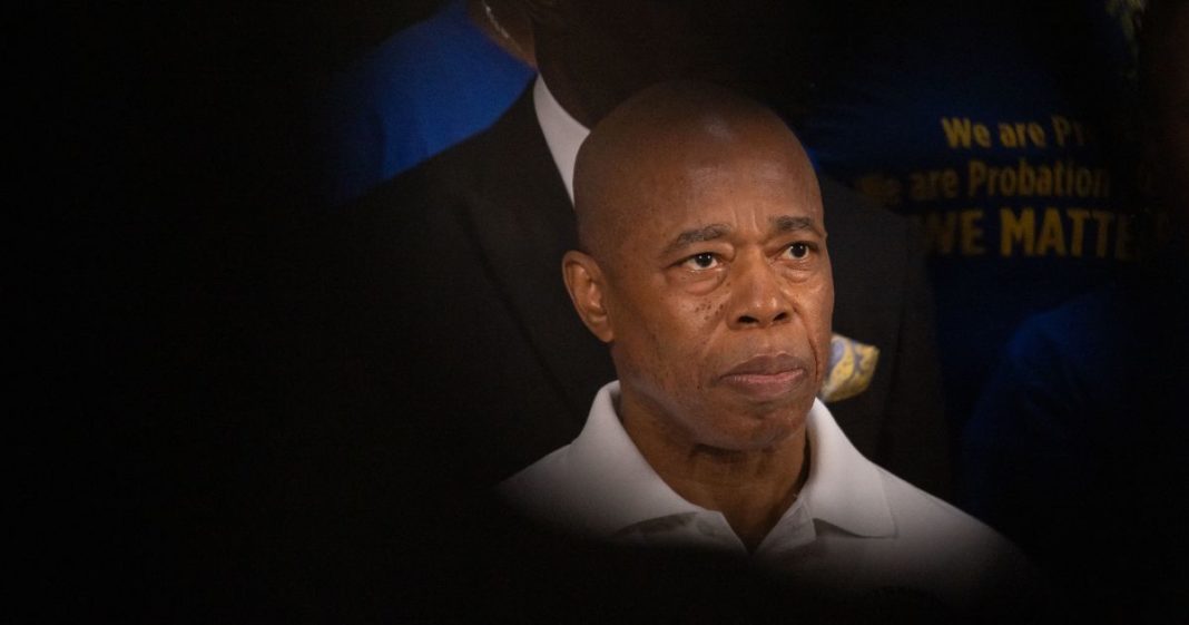 New York City Mayor Eric Adams attends a press conference after he was subpoenaed by the federal grand jury at New York City Hall on August 16, 2024 in New York. Local media report that federal prosecutors have served Adams with more grand jury subpoenas on August 15, 2024, in their year-long investigation into Adams's 2021 campaign.