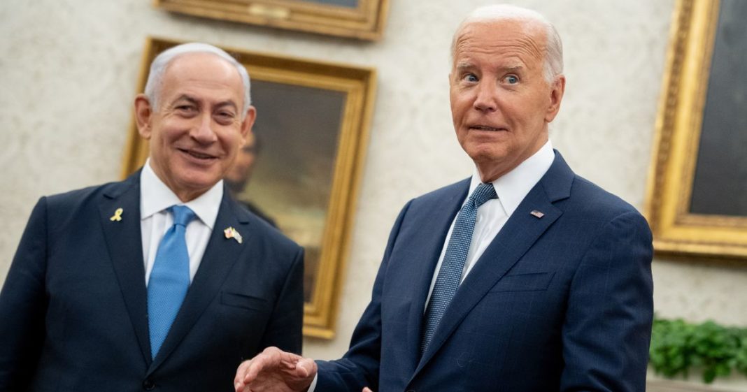 U.S. President Joe Biden meets with Israeli Prime Minister Benjamin Netanyahu in the Oval Office at the White House on July 25, 2024 in Washington, DC.