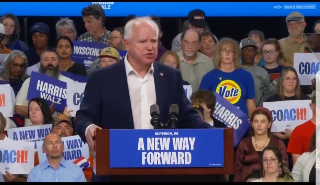 Tim Walz Delivers Bizarre Speech in Wisconsin, Tells His Supporters to Have 'Hard Conversations' with Strangers in the Grocery Store to Convince Them to Vote For Him (VIDEO) | The Gateway Pundit | by David Greyson