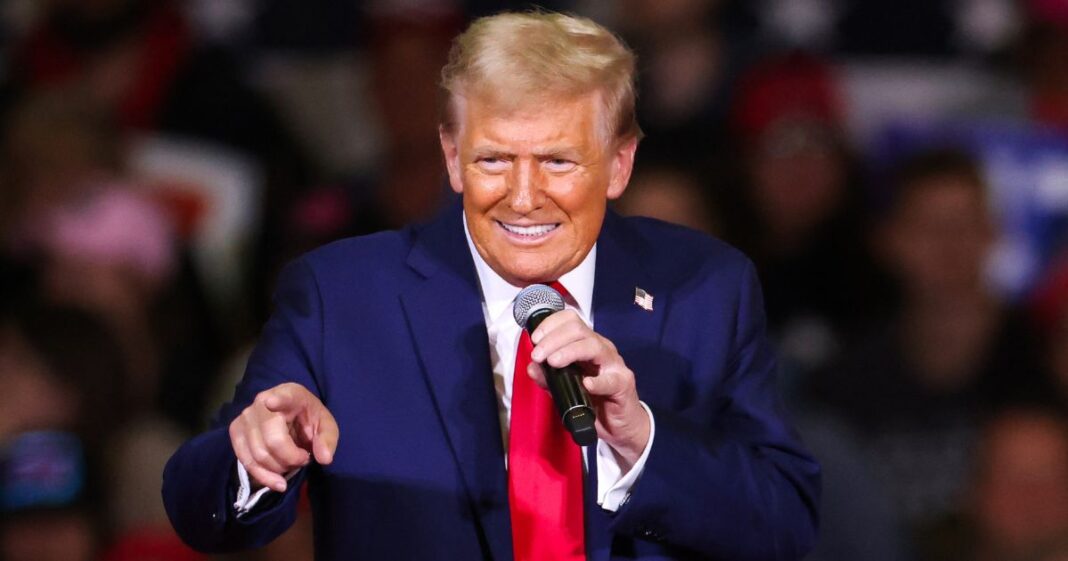 Former US President and Republican presidential candidate Donald Trump speaks during a town hall at the Convention Center in Lancaster, Pennsylvania, October 20, 2024.