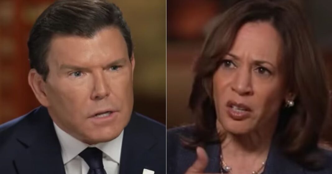 Kamala Harris Loses It When Bret Baier Fact Checks Her by Playing a Video Clip of Trump