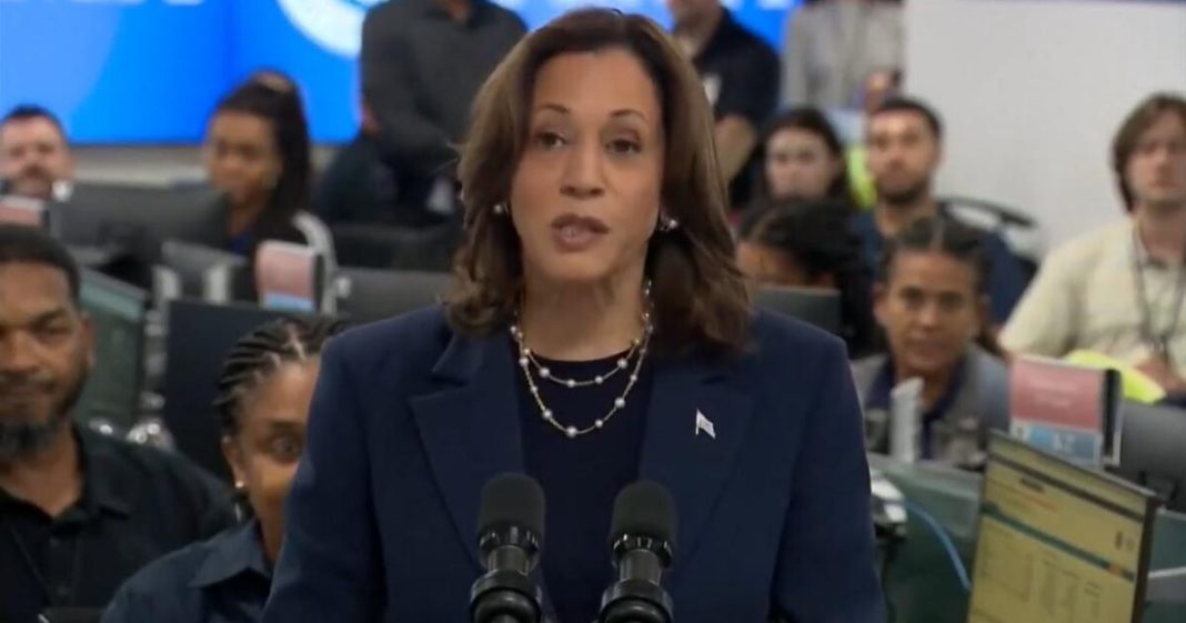 Kamala Harris Shows Up to FEMA Headquarters, Spends Less Than Five Minutes Reading Off Script, Then Bolts without Speaking to the Press (VIDEO) | The Gateway Pundit | by Cristina Laila