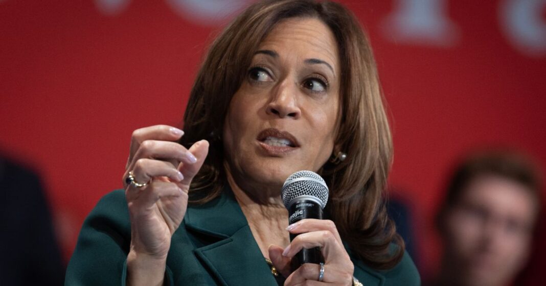 Vice President Kamala Harris answers a question during a town hall style campaign event in Brookfield, Wisconsin, on Monday.