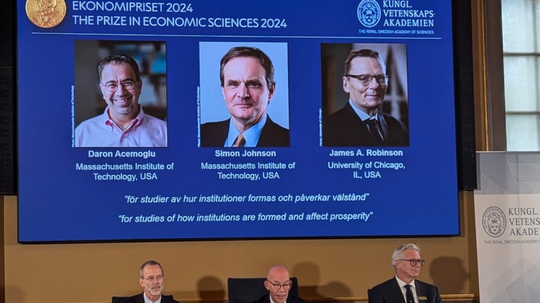 Nobel economics prize for 2024 awarded to Daron Acemoglu, Simon Johnson and James Robinson