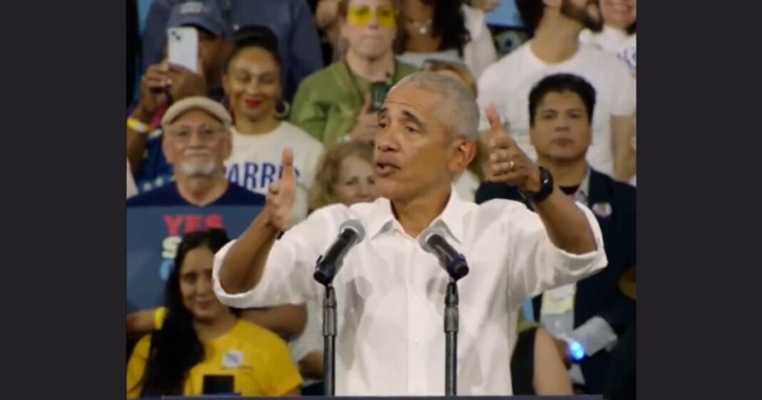 Former President Barack Obama stumping for Vice President Kamala Harris.