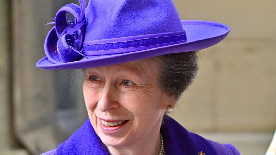 Princess Anne's long leather boots and vibrant purple coat straight from late Queen's wardrobe