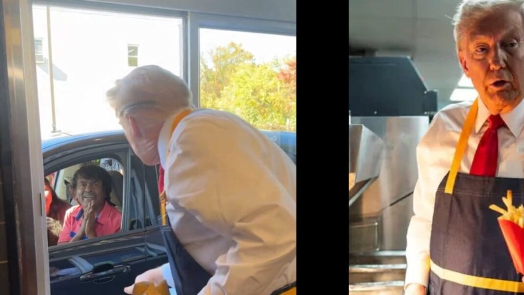 Trump serves an Indian couple at McDonald's, and internet is ‘dying’ over their interaction: Watch