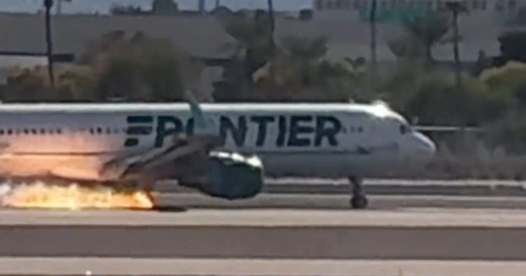 Video shows fire coming from Frontier flight after landing in Las Vegas