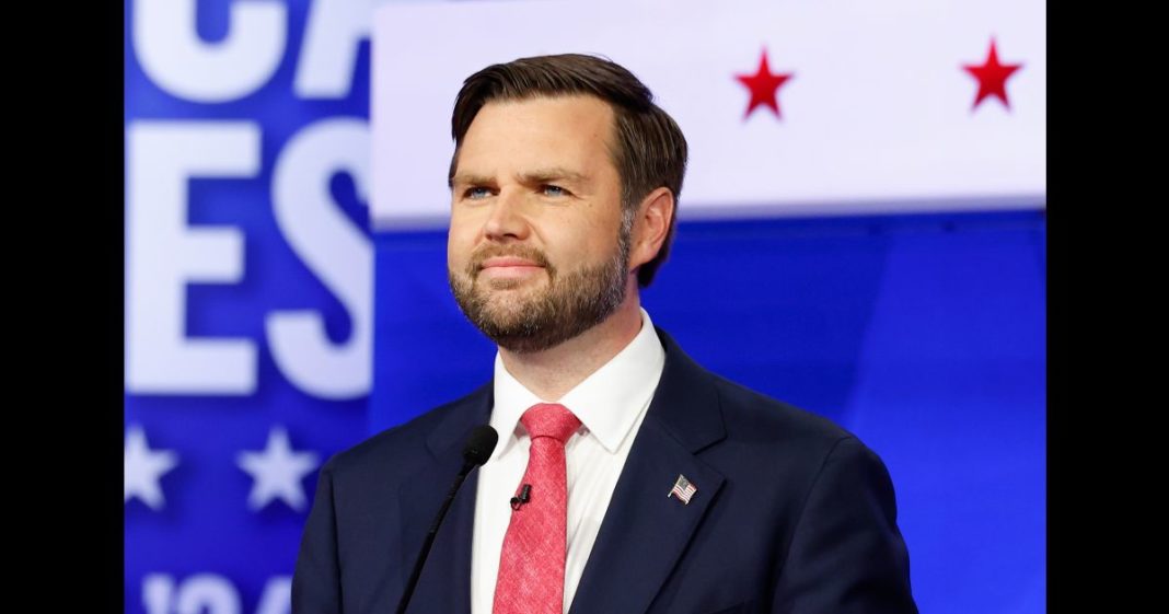 Republican vice presidential candidate Sen. JD Vance (R-OH) participates in a debate at the CBS Broadcast Center on October 1, 2024 in New York City.