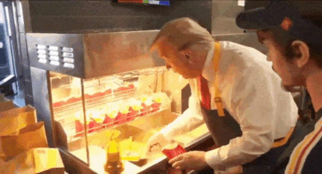 Watch: Trump puts on Apron, works at McDonald's drive-through in latest viral video - Times of India