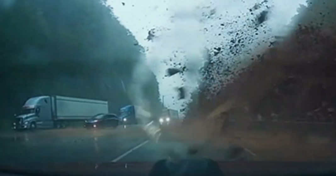 Watch the Terrifying Moment a Couple Driving Through the Blue Ridge Mountains in North Carolina Barely Missed a Huge Mudslide (VIDEO) | The Gateway Pundit | by Mike LaChance