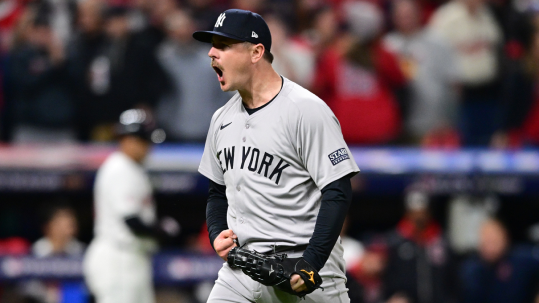 Yankees vs. Guardians score: New York one win away from World Series after holding on for wild ALCS Game 4 win